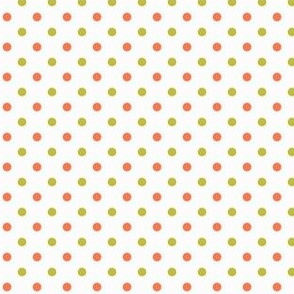 Orange & Green Polka Dots on white