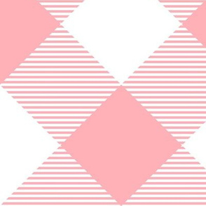 Tartan, Large Creamy-pink and white diagonal with horizontal stripes