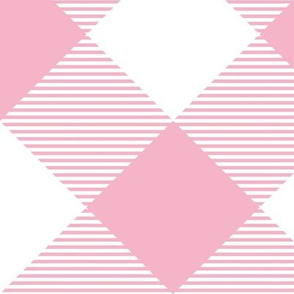 Tartan, Large light pink and white diagonal with horizontal stripes