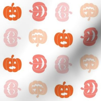 Pastel halloween jack o lanterns on white