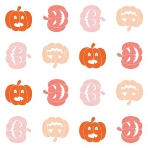 Pastel halloween jack o lanterns on white