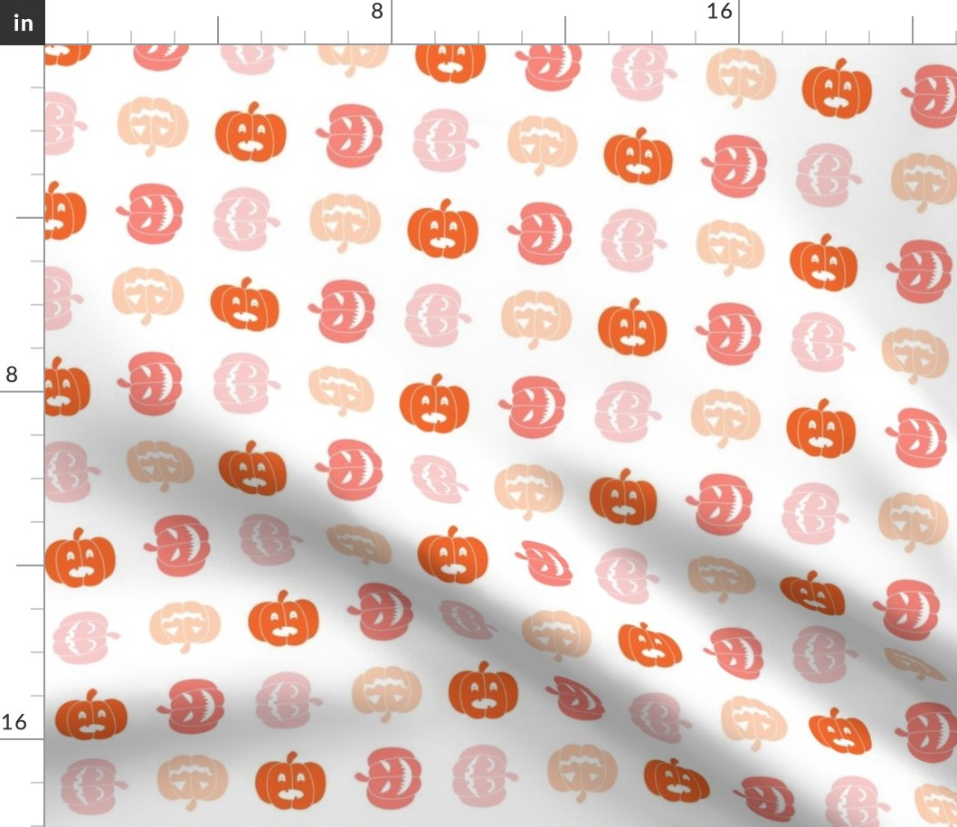 Pastel halloween jack o lanterns on white