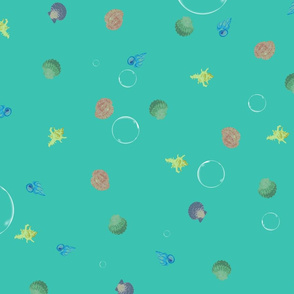 Seashells and bubbels aqua