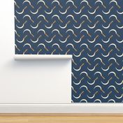 Golden Sickle on textured Woad Blue (large)