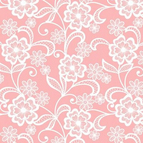 Pink Lace Fabric, Wallpaper and Home Decor