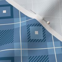 Tartan, Middle diagonal with horizontal stripes,  dark blue squares