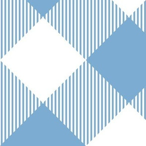 Tartan, Large blue and white diagonal with vertical stripes