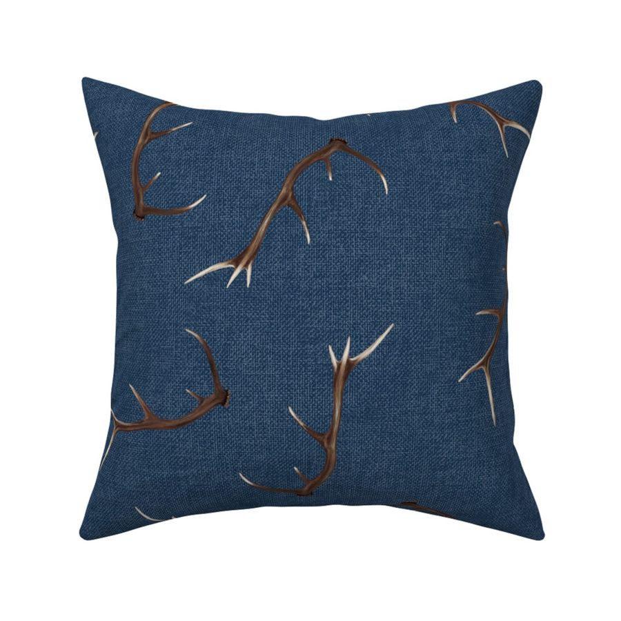 Large Antlers on textured Woad Blue