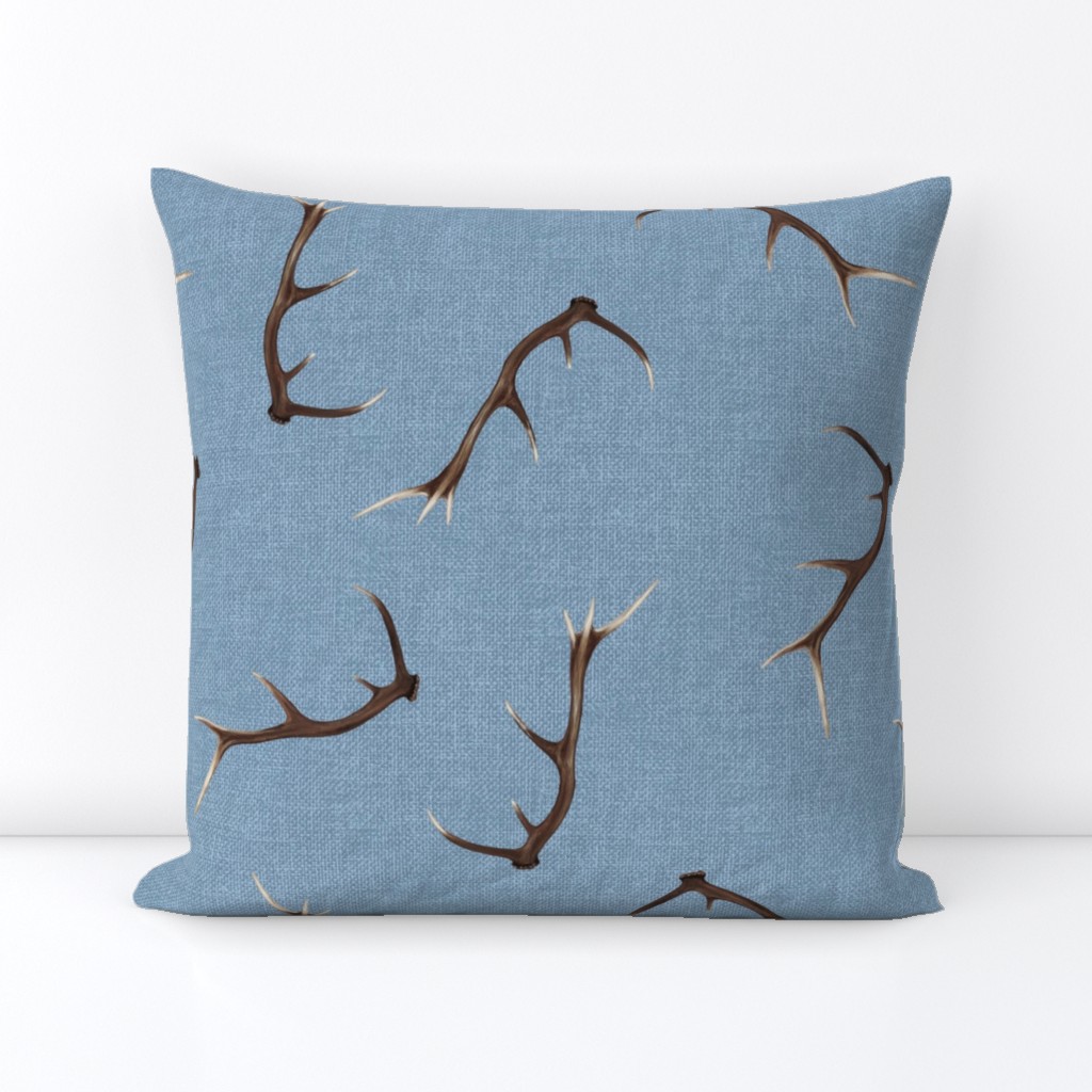 Large Antlers on textured light blue