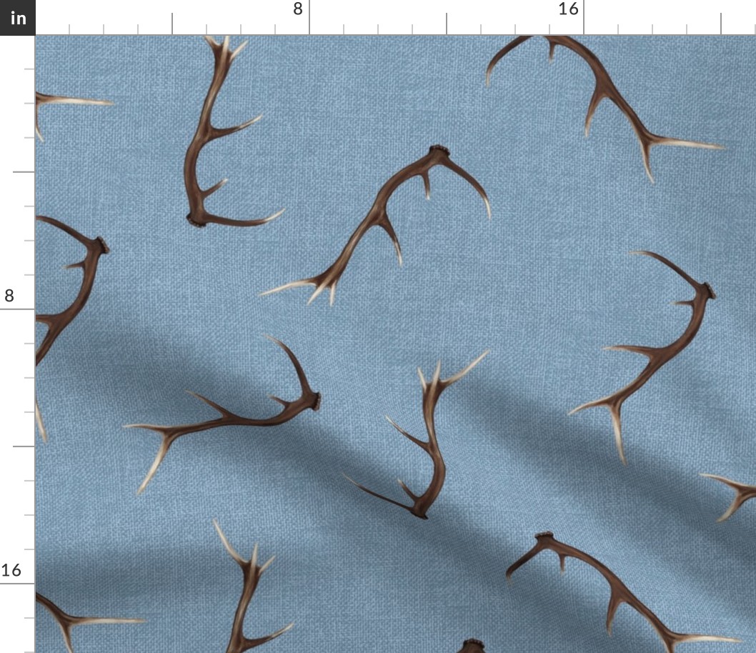 Large Antlers on textured light blue