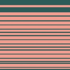 Abstract design with lines in coral pink and teal