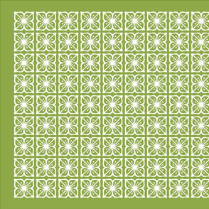 Tea Towel - Square Green Flowers