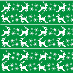 Reindeer snowflakes green white