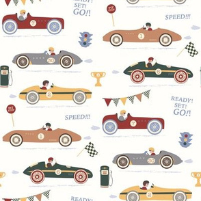 Vintage Race Cars Fabric, Wallpaper and Home Decor | Spoonflower