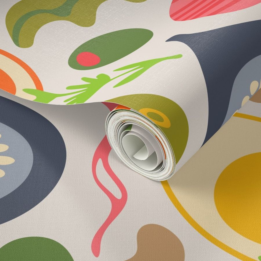 Charcuterie Kitchen Food with Olives Wallpaper | Spoonflower