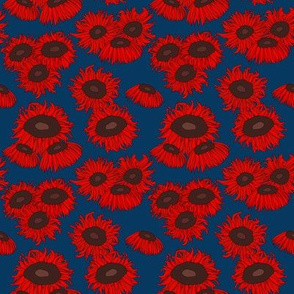 Ruby Sunflowers Small Blue
