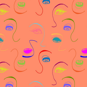 Abstract Faces Peach