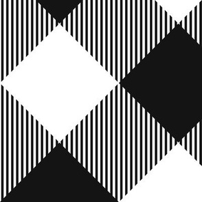 Tartan, Large black and white diagonal with vertical stripes