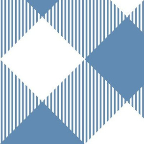 Tartan, Large dark blue-sky and white diagonal with vertical stripes