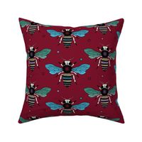 Vibrant colofrul bees on rich red - medium