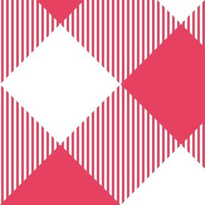 Tartan, Large red and white diagonal with vertical stripes