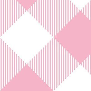 Tartan, Large light pink and white diagonal with vertical stripes