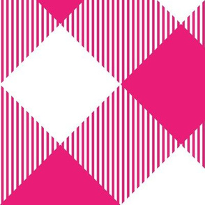 Tartan, Large dark pink and white diagonal with vertical stripes