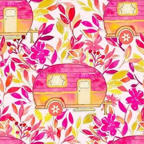 Small- Floral Camper -Watercolor