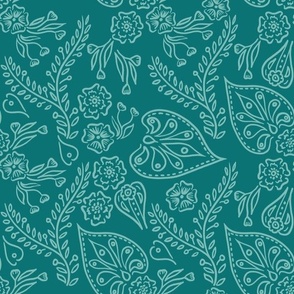 Teal Floral Paisley spsqfall21