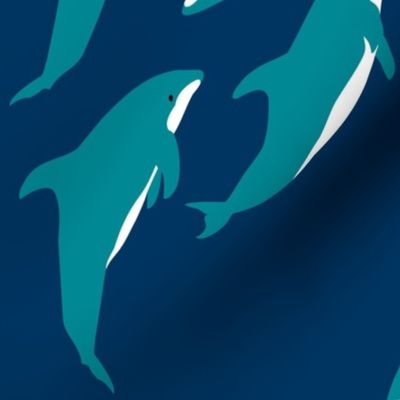 Arctic Terns and White Sided Dolphins on Blue