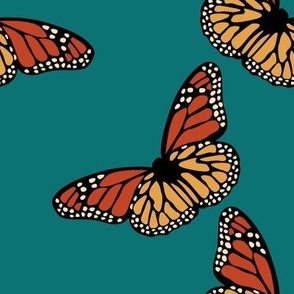 Monarch Butterfly on Teal Large