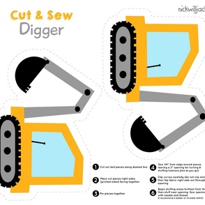 Cut and Sew Construction Digger Panel 