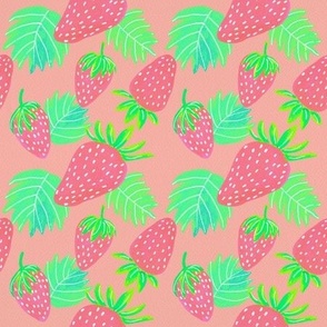 Strawberries Pattern - Coral And Pink
