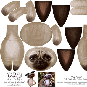 Cut and sew doll pattern - Pug Puppy