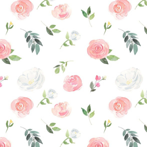 Pink & White Roses//White - Large Scale