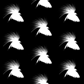 Bird of Paradise - white on black, medium 