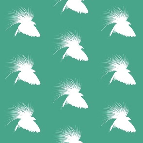 Bird of Paradise - white on pine green, medium 