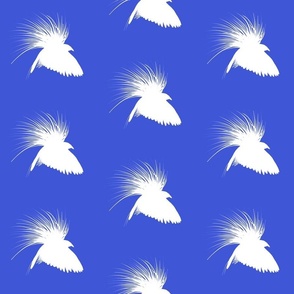 Bird of Paradise - white on electric blue, medium 