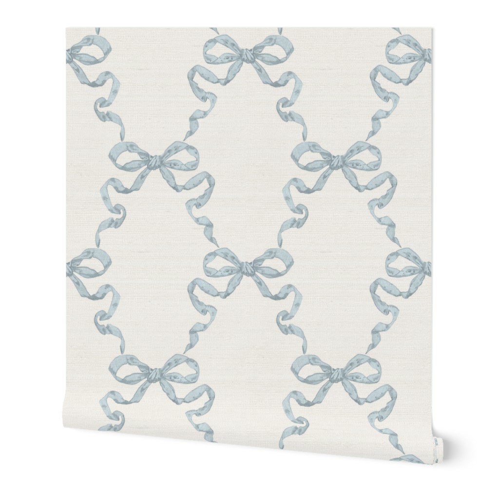 Large Hannah Ribbon Trellis Pale Blue on White