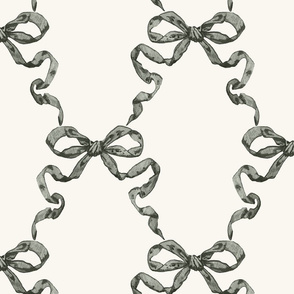 Large Hannah Ribbon Trellis Charcoal on Cream