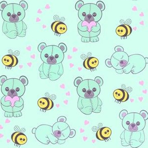 Teddies and bees green