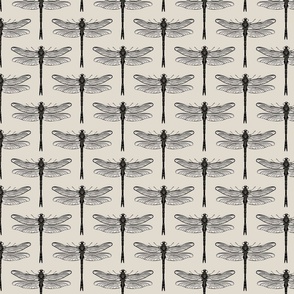 Decorated dragonflies  - black on neutral