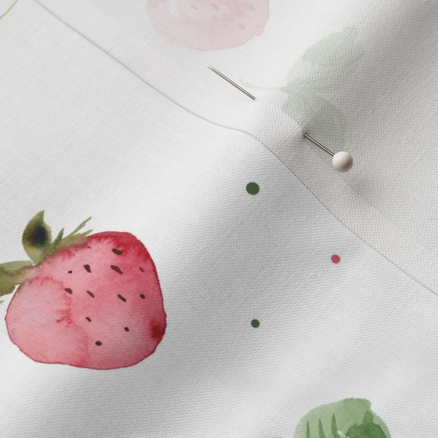 Strawberries & Greens//White with Dots - Med Scale