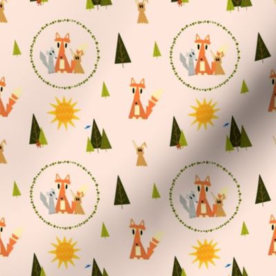 Orange Cream Geometric Woodland