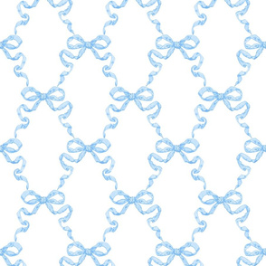 Small Hannah Ribbon Trellis Cerulean Blue on White