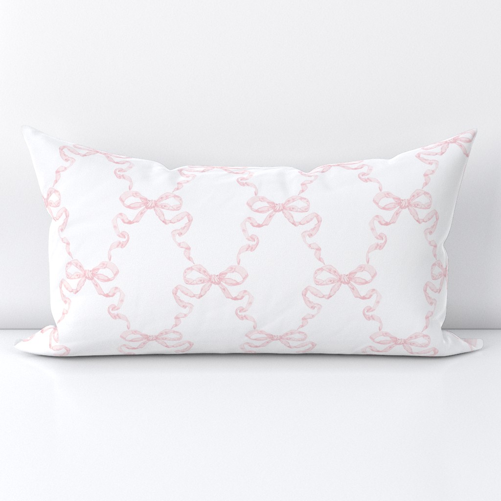 Small Hannah Ribbon Trellis Pink on White