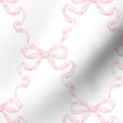 Small Hannah Ribbon Trellis Pink on White