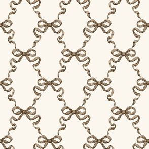 Small  Hannah Ribbon Trellis Brown on Cream 