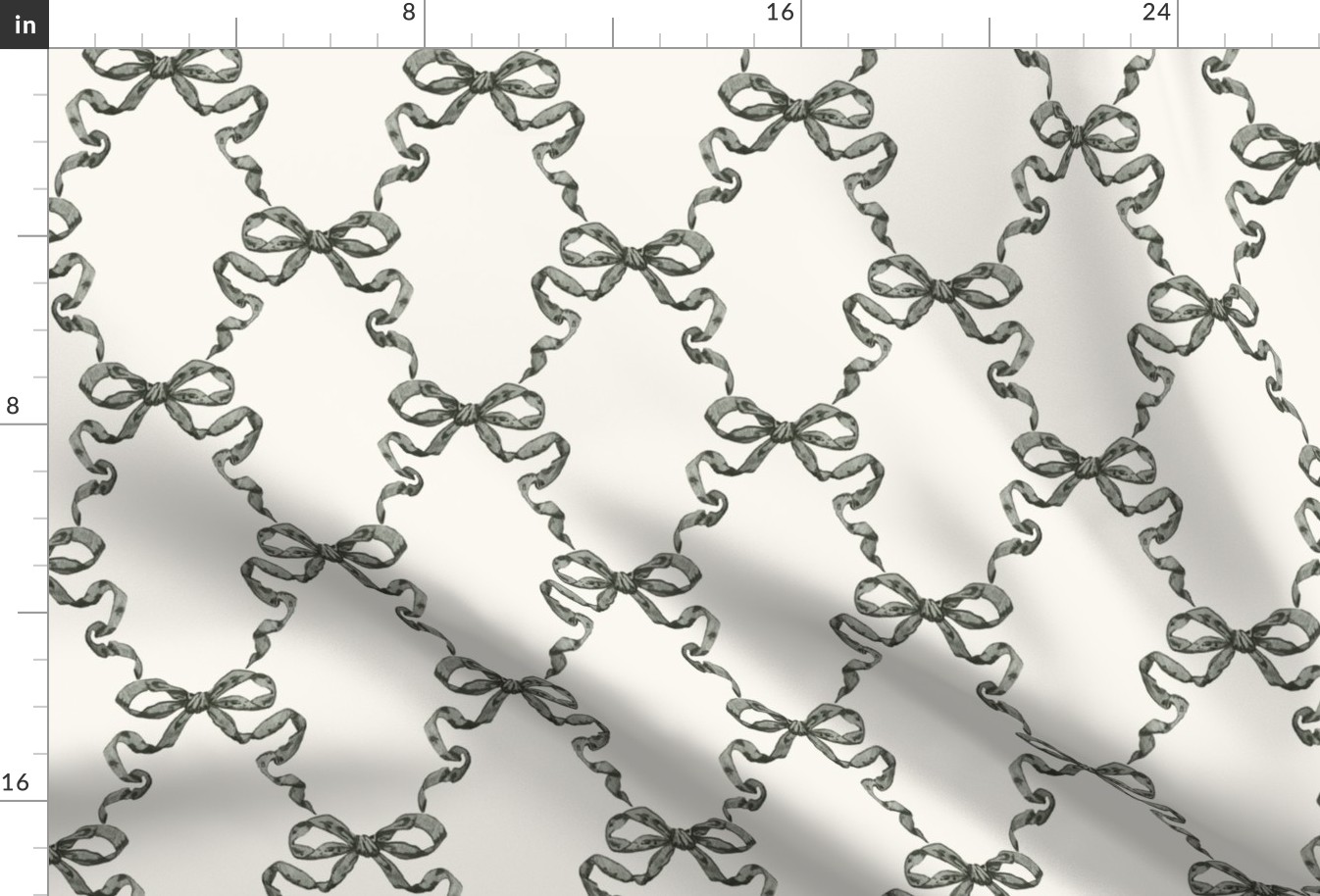 Small Hannah Ribbon Trellis Charcoal on Cream