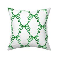 Small  Hannah Ribbon Trellis Emerald on White